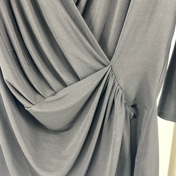 Lane Bryant black 14/16 faux wrap top 3/4 sleeve stretchy casual business work - Picture 4 of 8